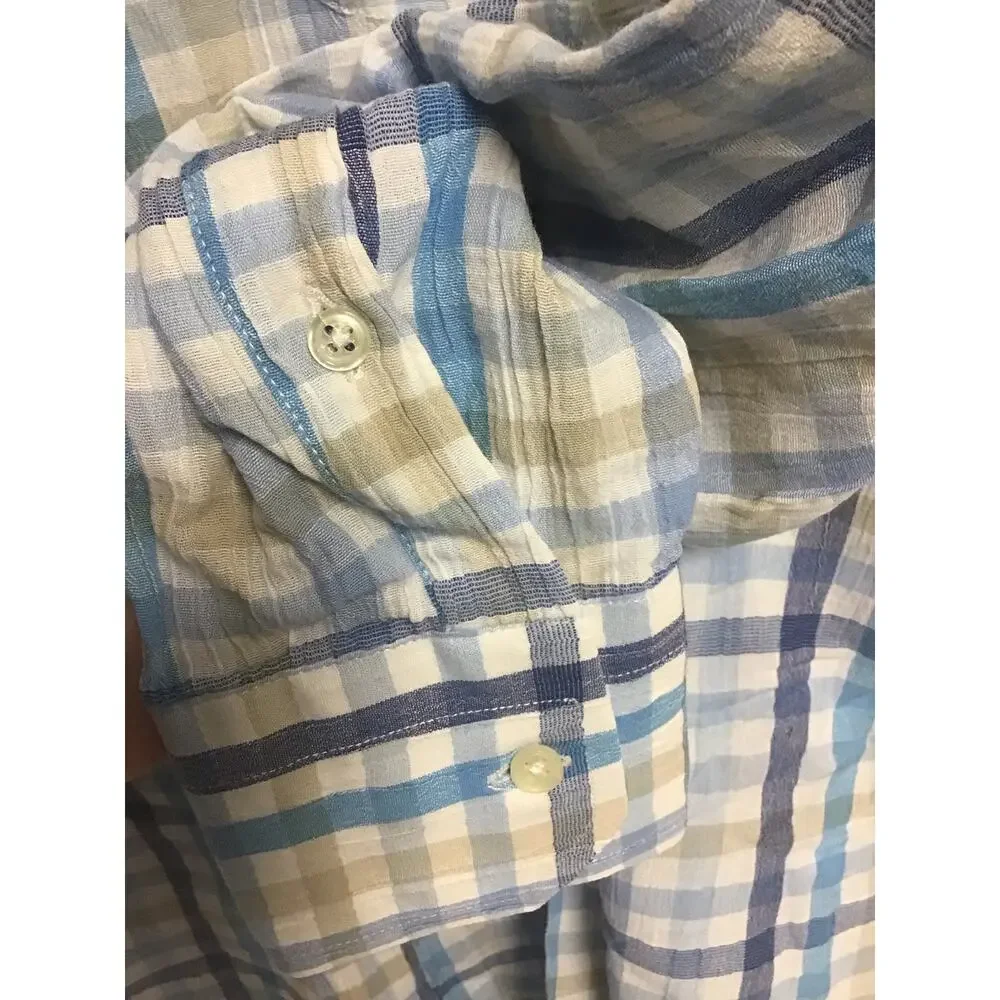 Turrau‎ Longsleeve yellow and blue plaid Collared Button-Up Shirt Men's Medium